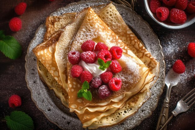 mile Crpe en la mesa de la cocina publicidad profesional fotografía de alimentos