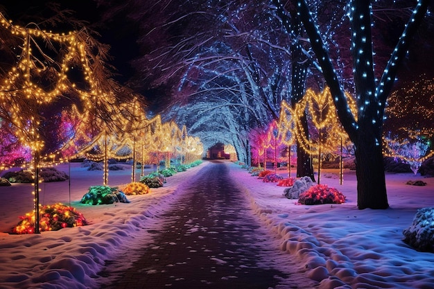 Foto milhares de luzes de natal muito coloridas brilhantes e ricamente iluminadas e saturação incrível extremamente