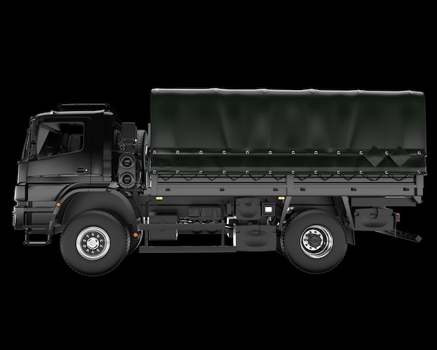 Militär-LKW auf Hintergrund 3D-Rendering-Illustration isoliert