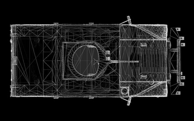 Militärpanzermodell, Karosseriestruktur, Drahtmodell