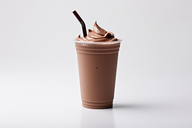 Milk-shake de chocolate em copo de plástico