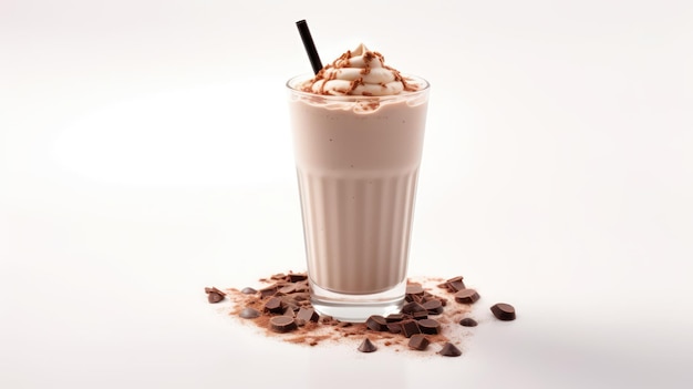 Milk-shake de chocolate em um copo