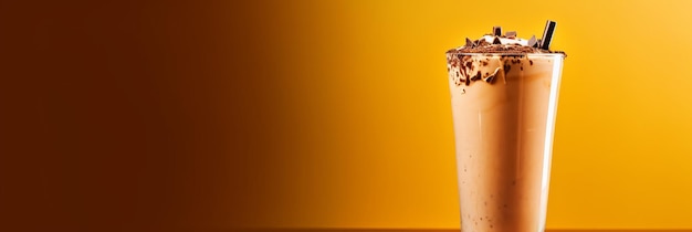 Milk-shake de chocolate no fundo gradiente da moda Generative AI