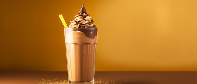 Milk-shake de chocolate no fundo gradiente da moda Generative AI