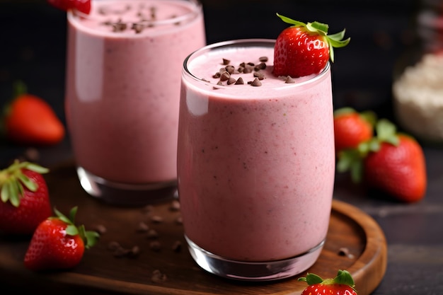 Milk-shake de morango em um copo