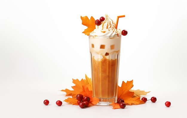 Milkshake con brillo de otoño en blanco