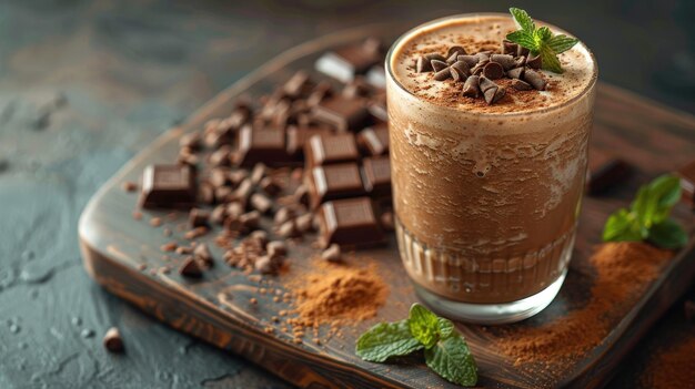 Milkshake de chocolate com salpicaduras de hortelã