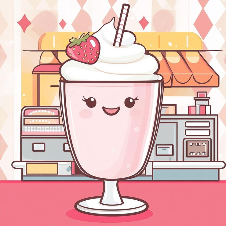 Foto milkshake de desenho animado com palha