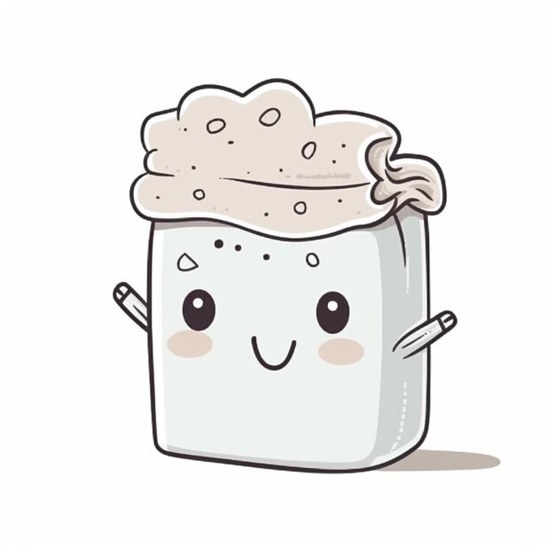 Foto milkshake de desenho animado com uma cara feliz e um creme batido em cima generativo ai