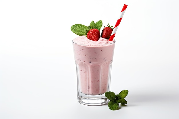 Foto milkshake de morango de perto