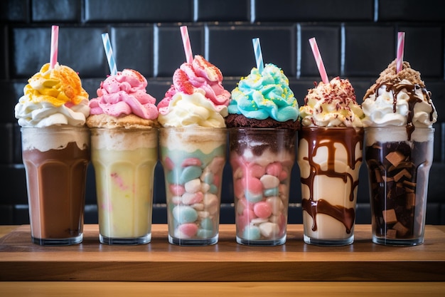 Milkshake delicioso com doces