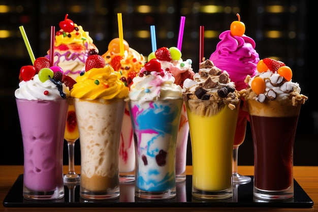 Milkshake delicioso com doces