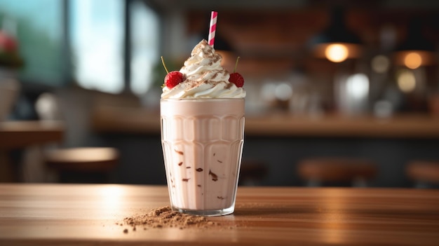 Milkshake sobre um fundo de madeira