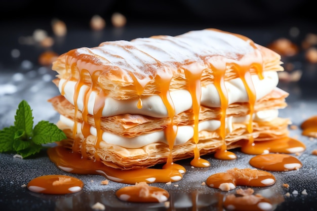 Mille Feuille leckerer Desserthintergrund