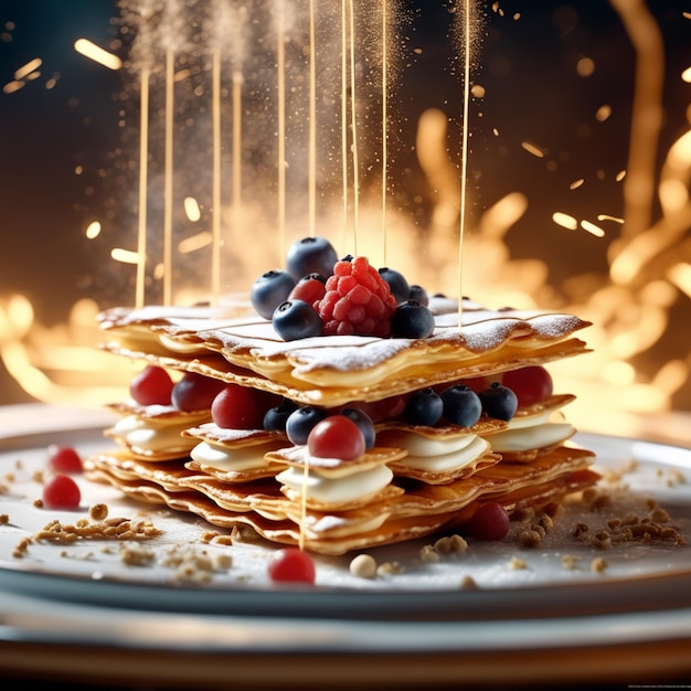 Mille feuille, también conocido como Napoleón o rodaja de vainilla, es un postre francés clásico hecho de hojaldre