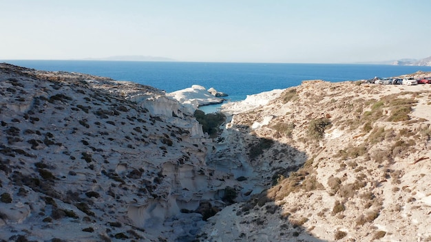 Milos é uma ilha vulcânica no Mar Egeu Grécia
