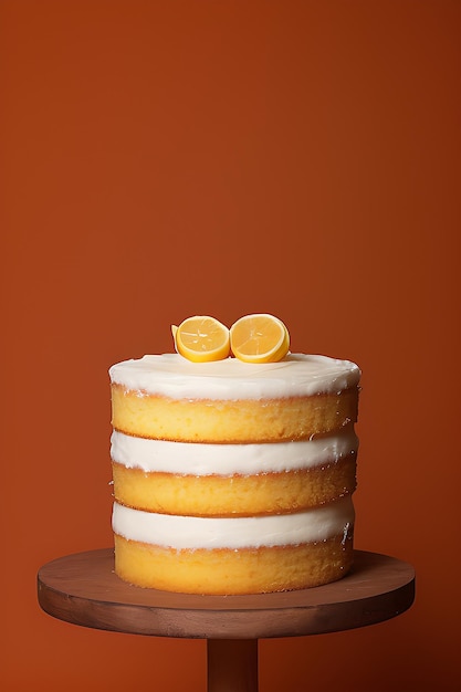 Foto mime-se com uma fatia de sol com bolo de limão