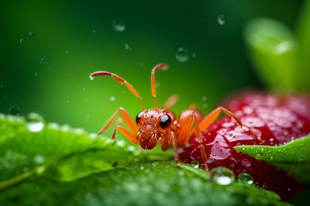 Mimische Ameisenspinne auf Blatt