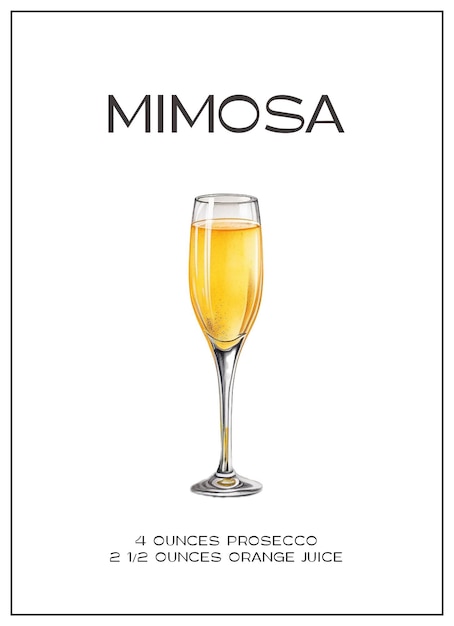 Foto mimosa-cocktail in champagnerflöte-glas sommer-aperitif-rezept mit orangensaft und prosecco