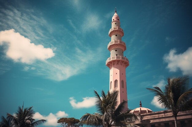 Minarete de la mezquita Masjid Jamek en Kuala Lumpur, Malasia