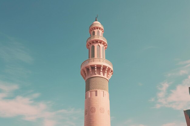 minarete y religión en cielo despejado en oman muscat la vieja mezquita