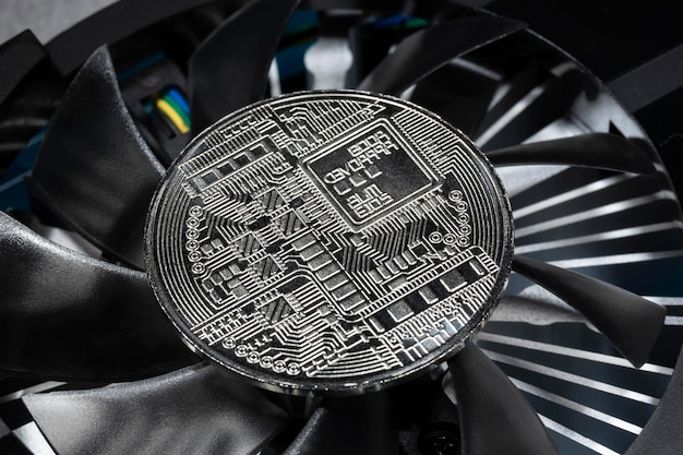 Mineração de criptomoeda Mineração de criptomoeda Bitcoin em uma placa de vídeo de placa gráfica para mineração de criptomoeda