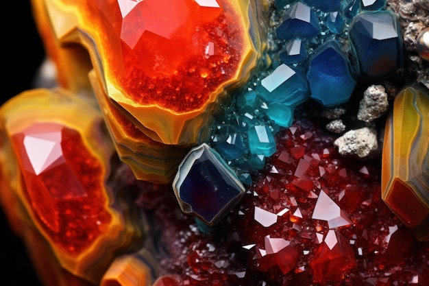 Foto minerais coloridos brilhantes closeup jóia de cristal gerar ai
