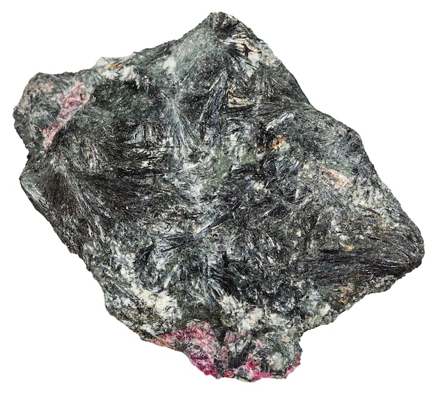 Mineral Aegirina con cristales rosas de Eudialita