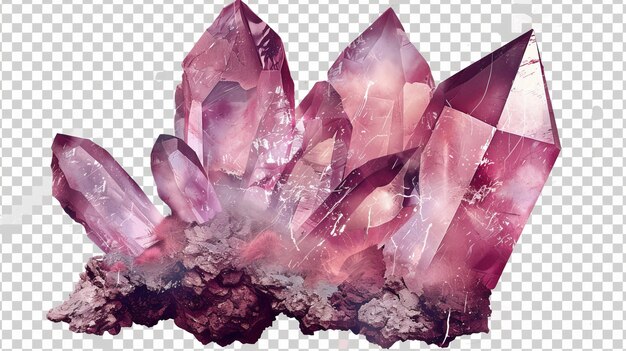 Foto el mineral de cuarzo rosa sobre un fondo transparente una ilustración anticuada en el estilo de la década de 1930