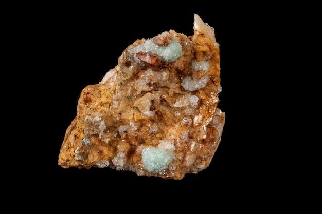 Mineral de Apophyllite de pedra macro no fundo preto