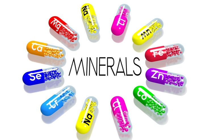 Foto minerales coloridos sobre fondo blanco ilustración 3d
