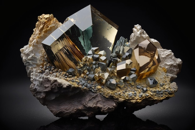 Minerales con pirita y cristales