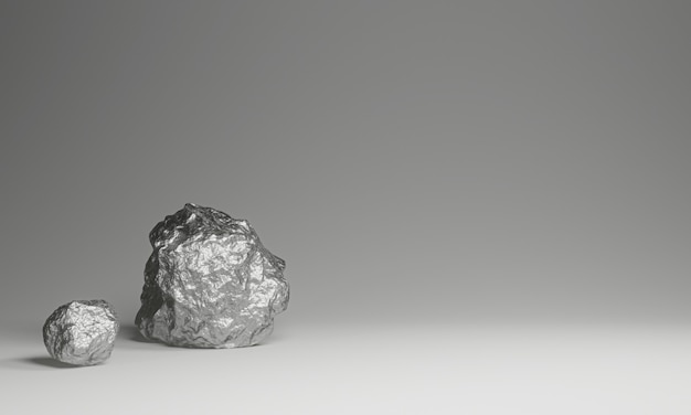 Minerales de plata pura renderizados en 3D