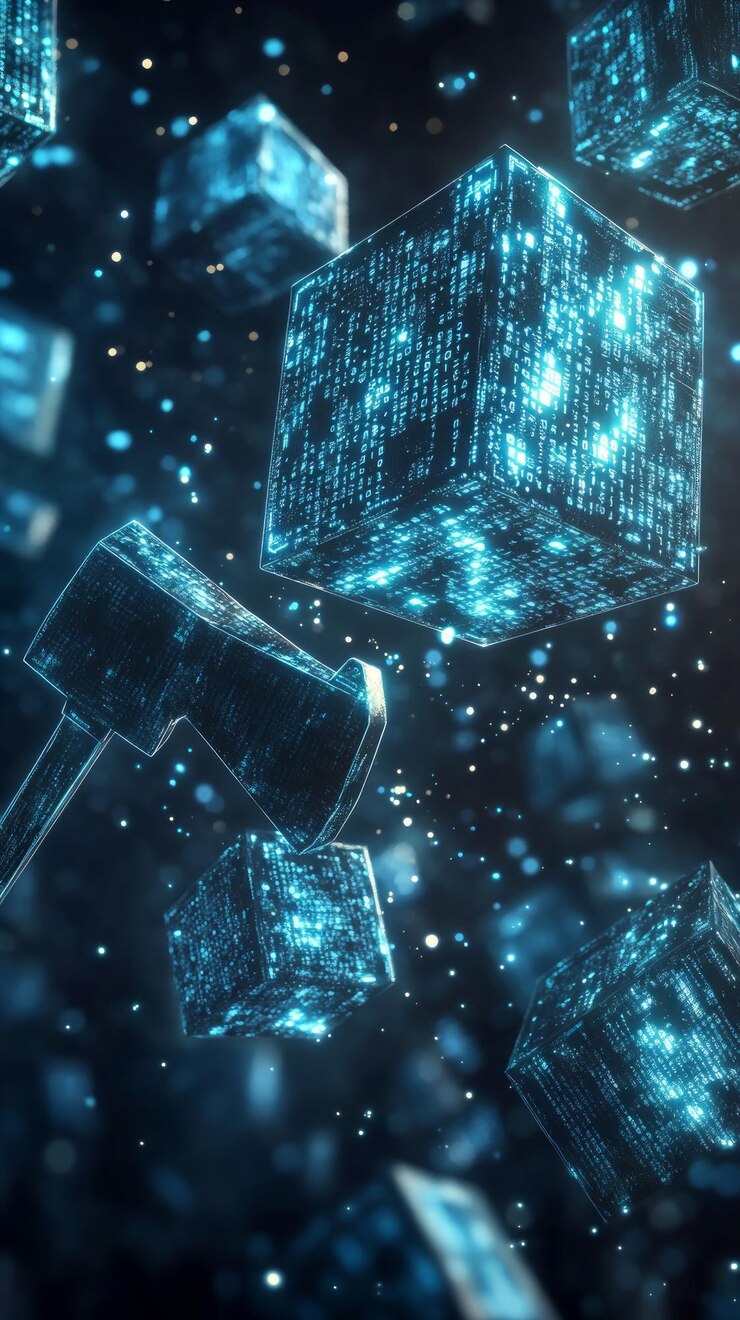 Foto minería del futuro de la cadena de bloques y las criptomonedas
