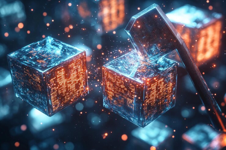 Foto minería del futuro de la cadena de bloques y las criptomonedas