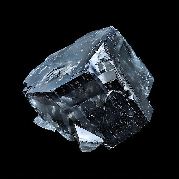 Foto minério de zircônio com forma cúbica em blocos de cor branca acinzentada e material terrestre isolado em bg preto