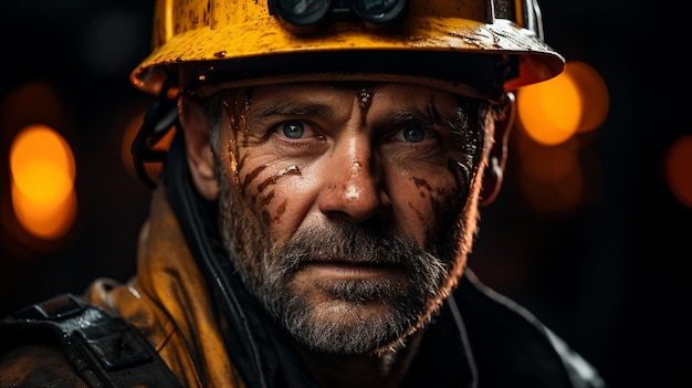 Minero en trabajos de minería subterránea de carbón