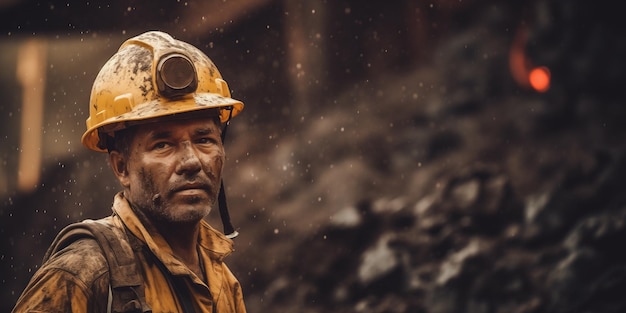 Minero trabalhador profissional da mineração que trabalha na mina Operação de escavação com roupas de trabalho