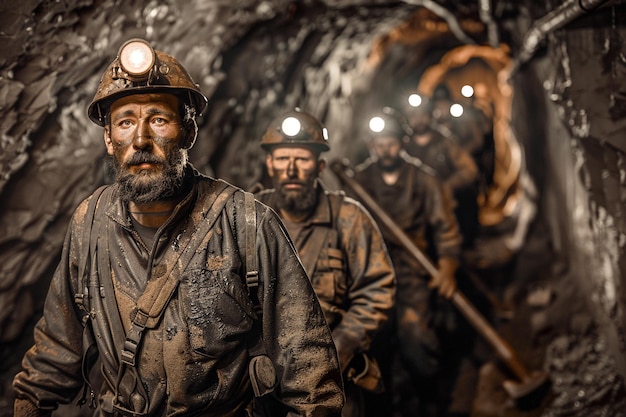 Foto los mineros de carbón de los años veinte, coraje y unidad.