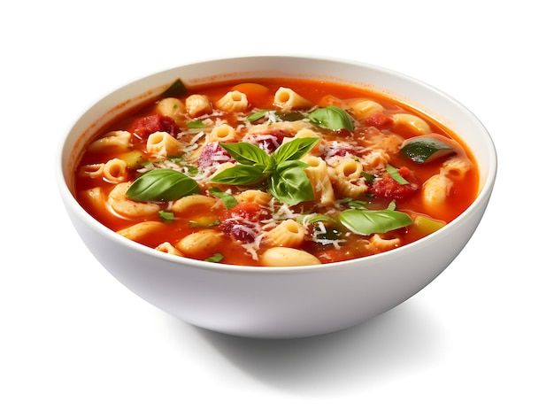 Minestrone italienische Gemüsesuppe mit Nudeln Veganische Speisen Ai Generative