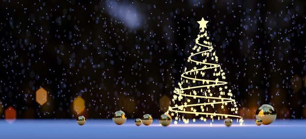 Un mini árbol de Navidad está rodeado de pequeñas estrellas y luces y un bokeh en el fondo