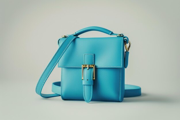 Mini-bolso azul com cinto detalhe de guarda-roupa da moda para mulher