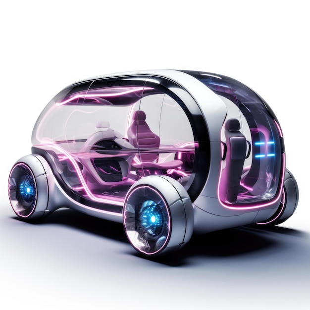Mini carro de design futurista em fundo isolado