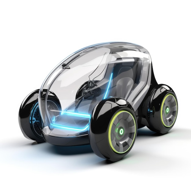 Mini carro de três rodas com design futurista e assento único com revestimento à prova de intempéries