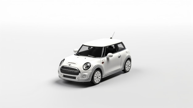 Mini carro desportivo branco em fundo brancoGenerative ai