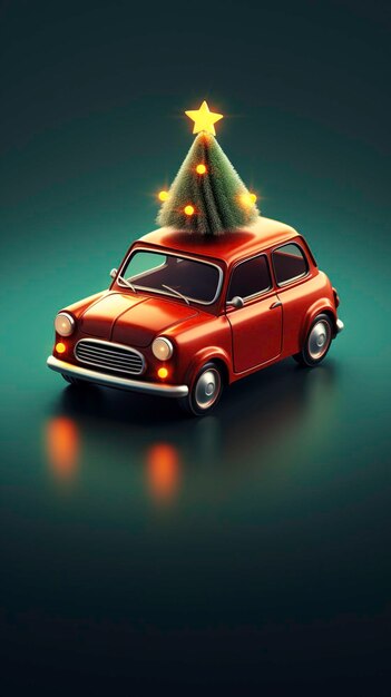 Foto un mini coche con un árbol de navidad en el techo