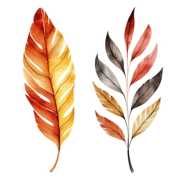 Mini conjunto de hojas de otoño ilustración acuarela hoja caída elemento clipart