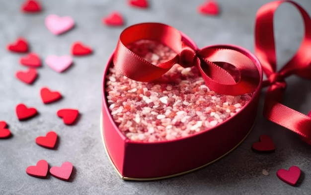 Foto mini corazones rojos en el fondo concepto de tarjeta de amor concepto de san valentín ia generativa