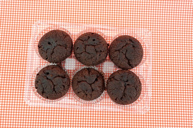 mini cupcakes de brownie de chocolate concepto de comida dulce