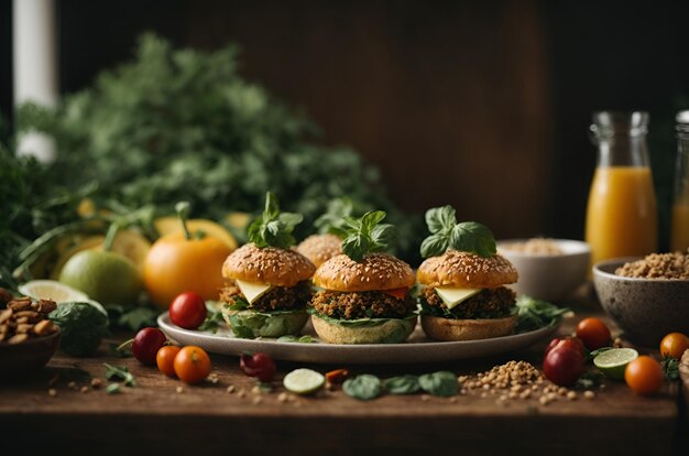 Foto mini hambúrgueres vegetarianos
